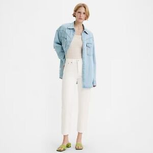 LEVI’S Premium White Raw Distressed Hem Button Fly High Waist size 28 Women 6909